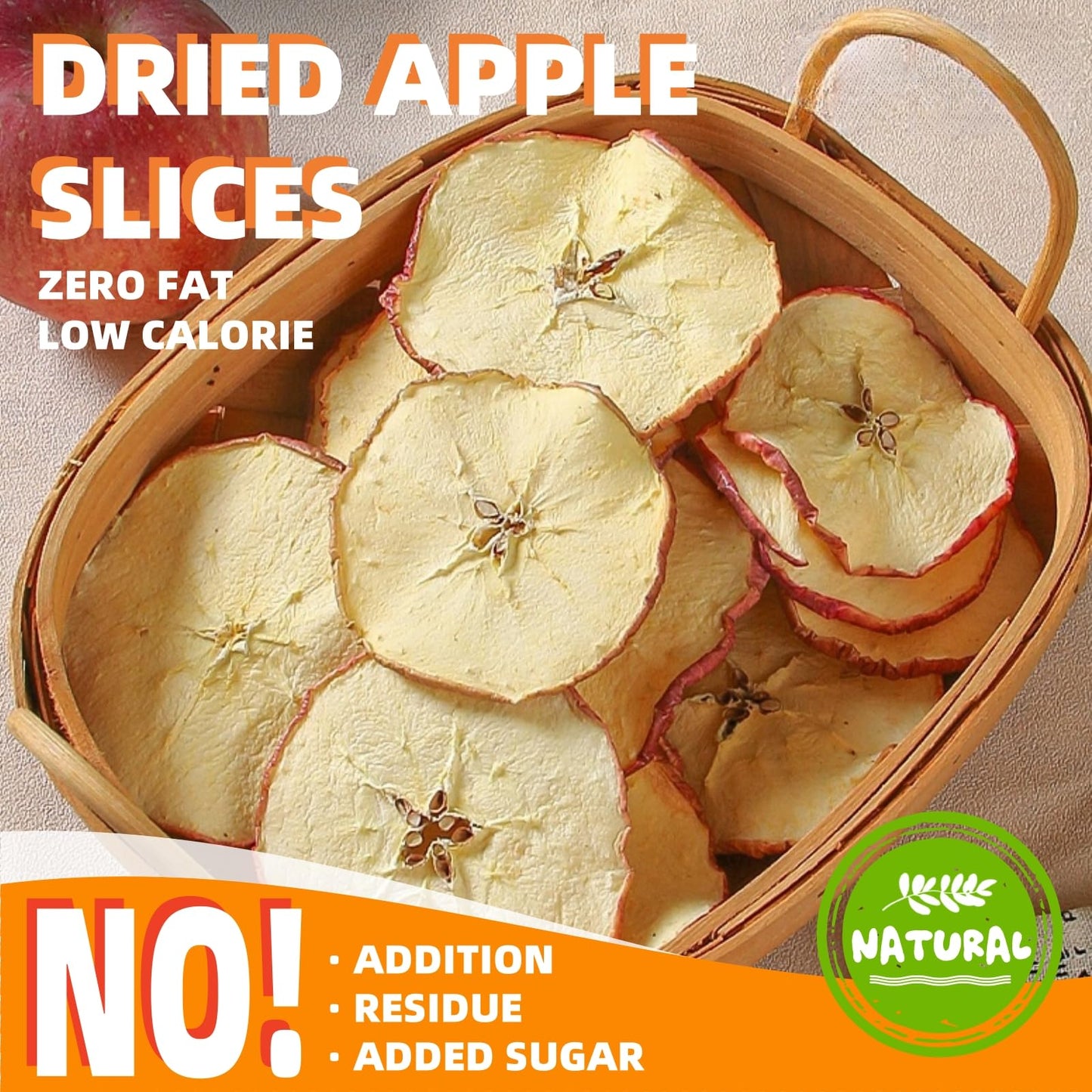 Natural Premium Dried Apple Slices 1.06Lb,Dried Apples Slices No Addition,Dried Fruit Tea,Apple Chips Snack,For Cocktails,Simmer