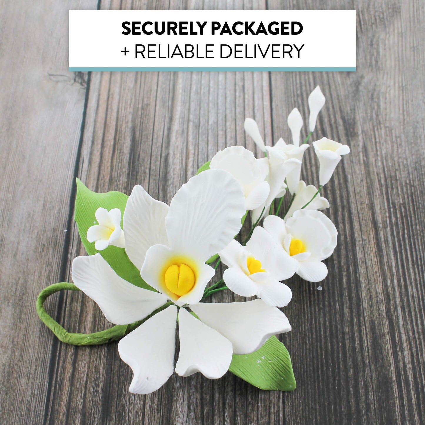 Global Sugar Art Cymbidium Orchid Sugar Cake Flowers Spray, White, 1 Count By Chef Alan Tetreault