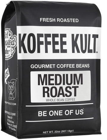 Koffee Kult Medium Roast Whole Bean Coffee- 32Oz, Premium Arabica Beans, Balanced Cup Profile, Drum Roasting, Espresso Machine C