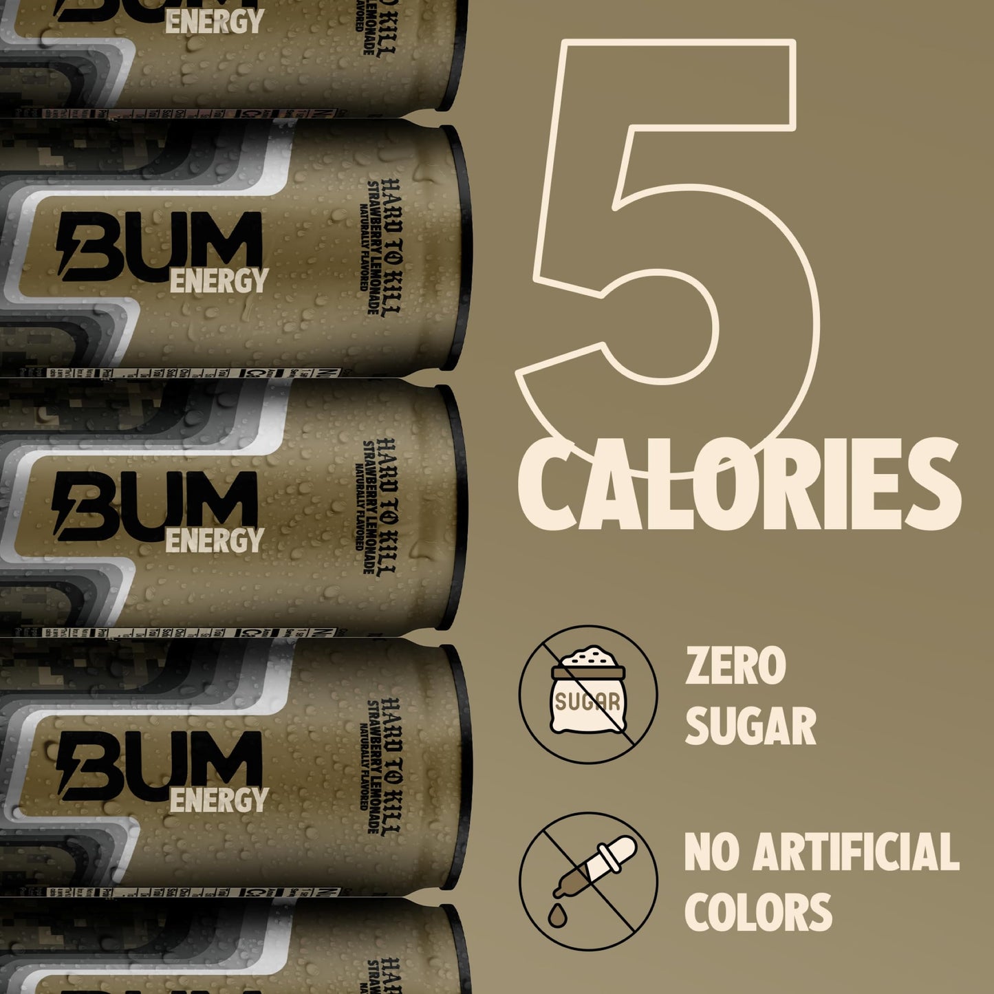 BUM Sugar-Free Energy Drink  Strawberry Lemonade - Lightly Carbonated & No Artificial Colors  Natural Caffeine & Citicoline for Energy  Focus  Brain Boost & Workout Sports Beverage - 12 oz  Pack of 12