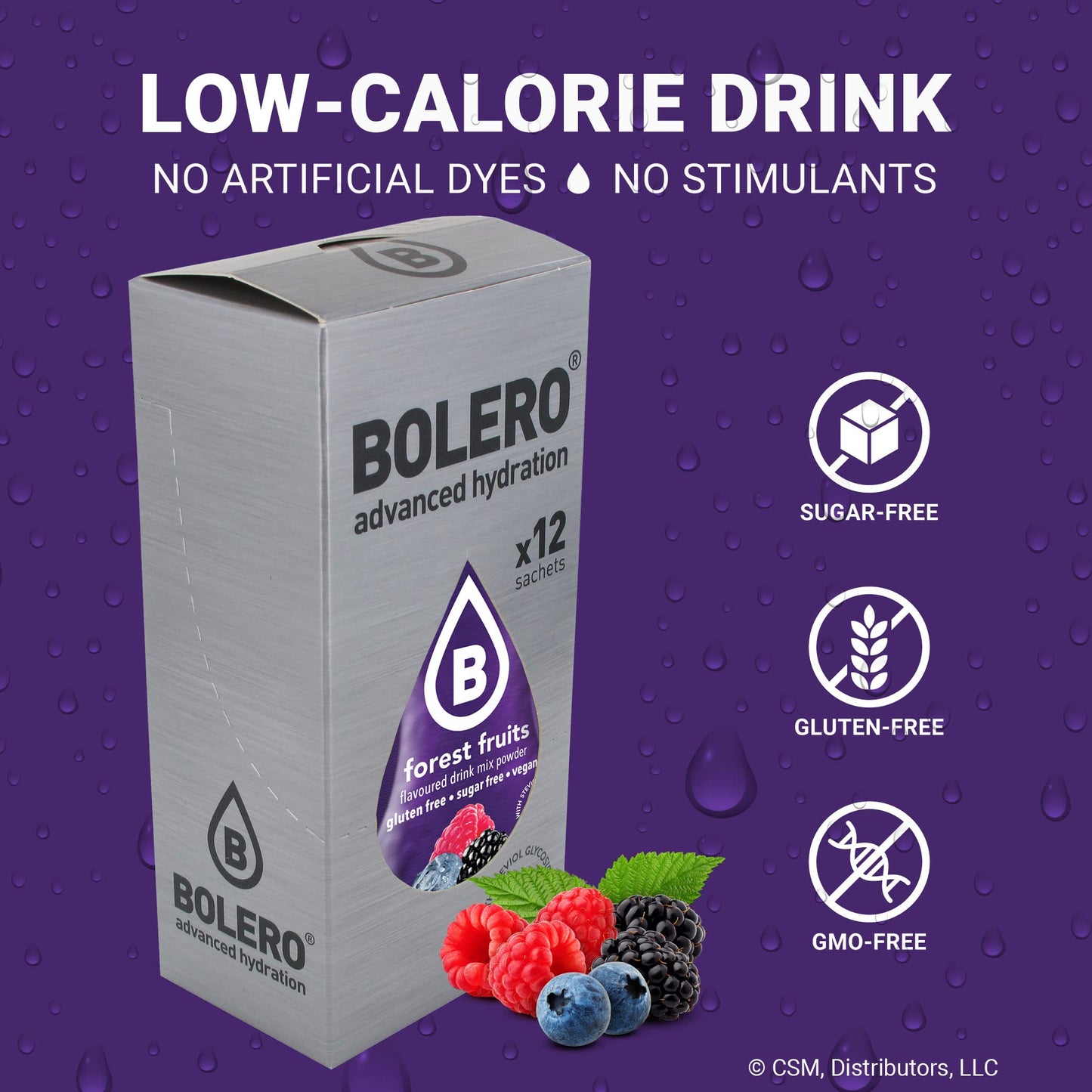 Bolero- Sugar Free Drink Mix Packets Forest Fruit Flavors | Powdered Flavored Water Packets | 36 Small Sachet On The Go Packets