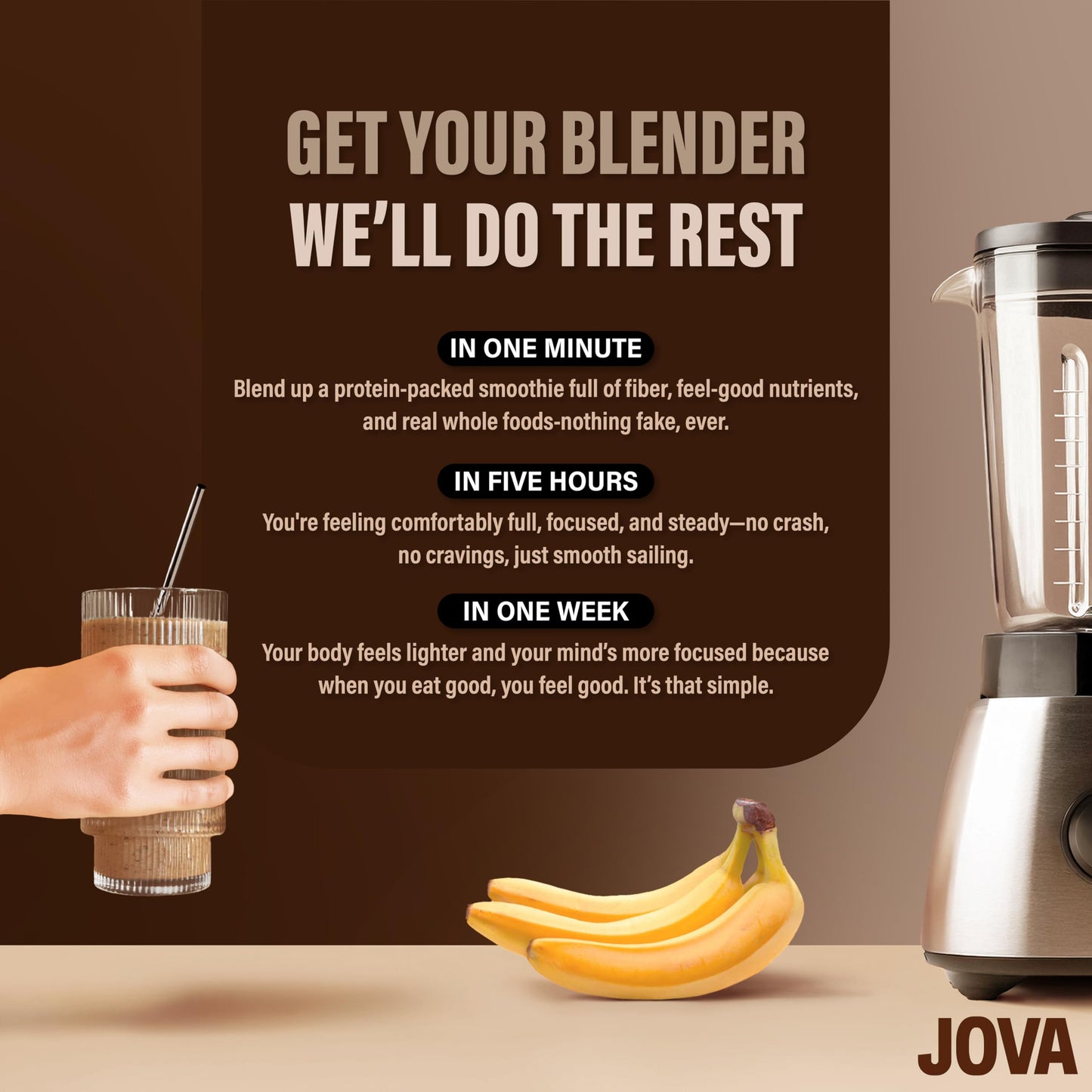 JOVA Mocha Protein Smoothie Kit | 25g Protein, 8g Fiber | Real Whole Food Ingredients | Delicious Mocha Flavor, No Sugar Added |