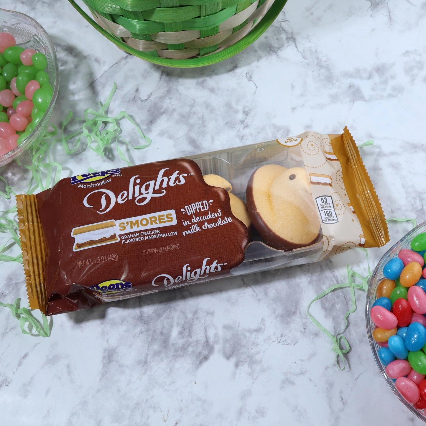 Peep Delights Smores, Chocolate Dipped Marshmallow Chicks, Classic Easter Basket Stuffers, 3 Count, 1.5 Ounces (Pack Of 3)