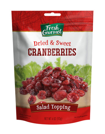Fresh Gourmet Dried & Sweet Cranberries | 4 Ounce, Pack of 9 | Crunchy Snack and Salad Topper