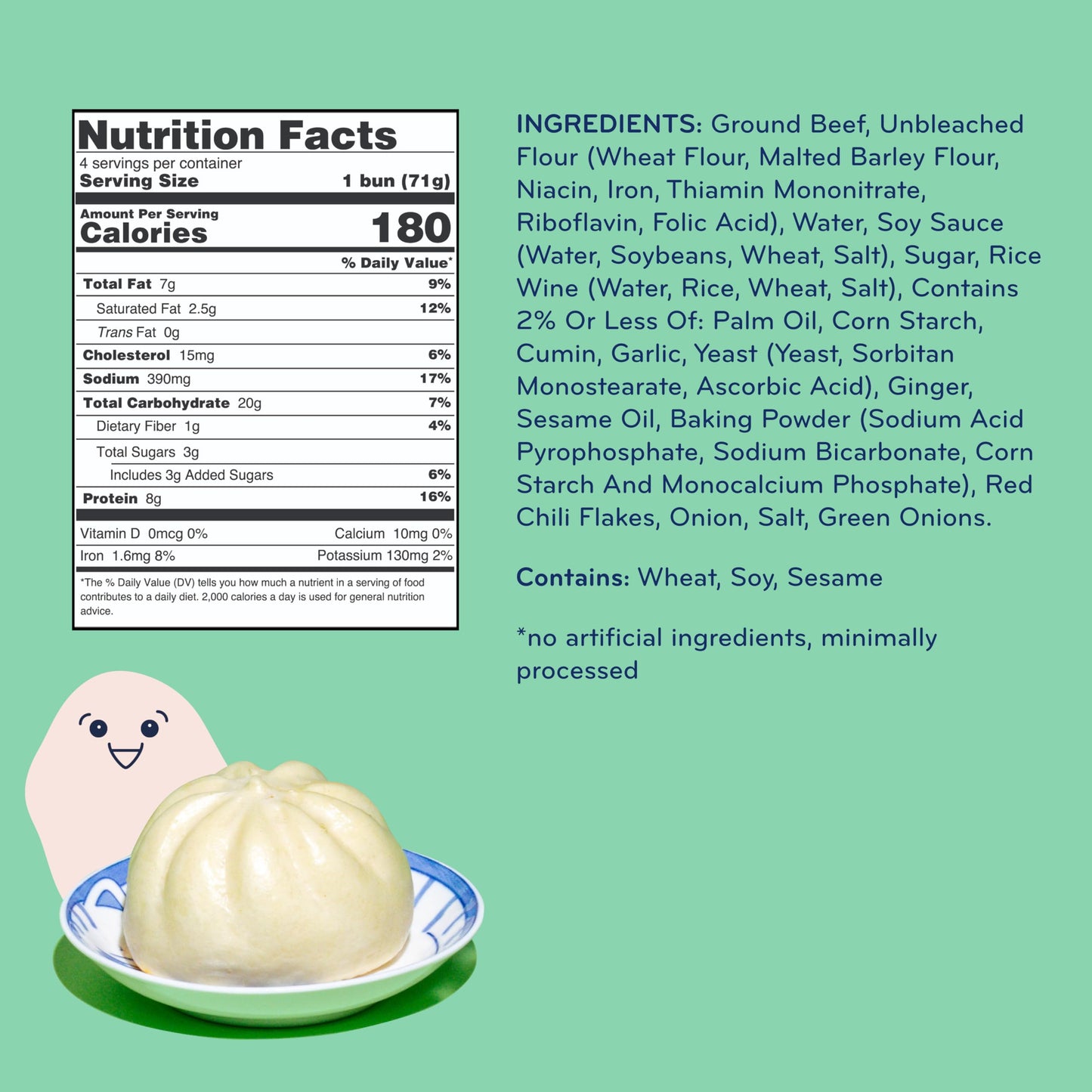 Laoban Dumplings?Spicy Beef Bao Buns?Made with Grass-Fed Beef, Onion, Chili, and Cumin?Frozen Meals Made from Scratch | No Artif