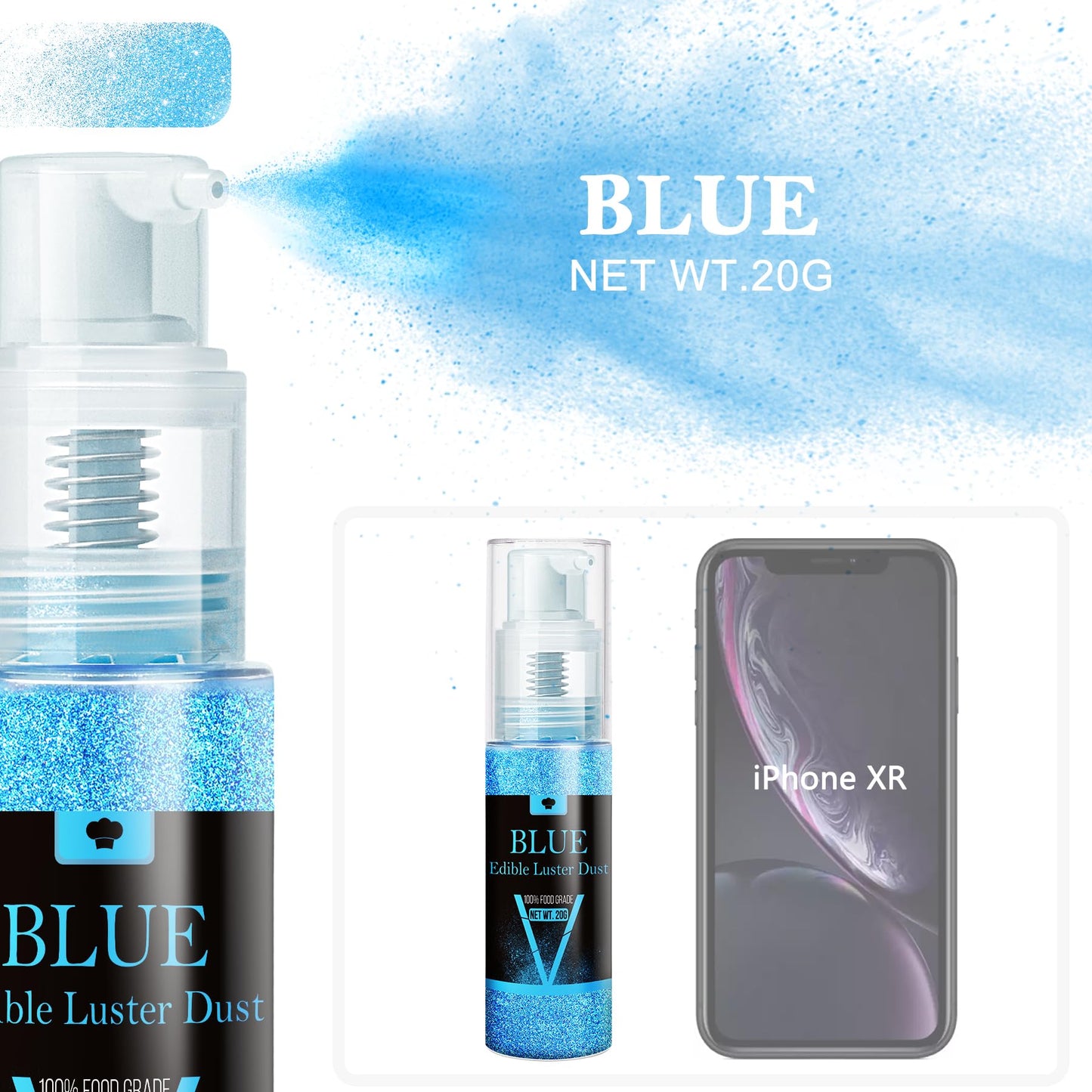 Vividye Edible Glitter Spray - Luster Dust Powder for Baking & Drinks - 20g - Blue