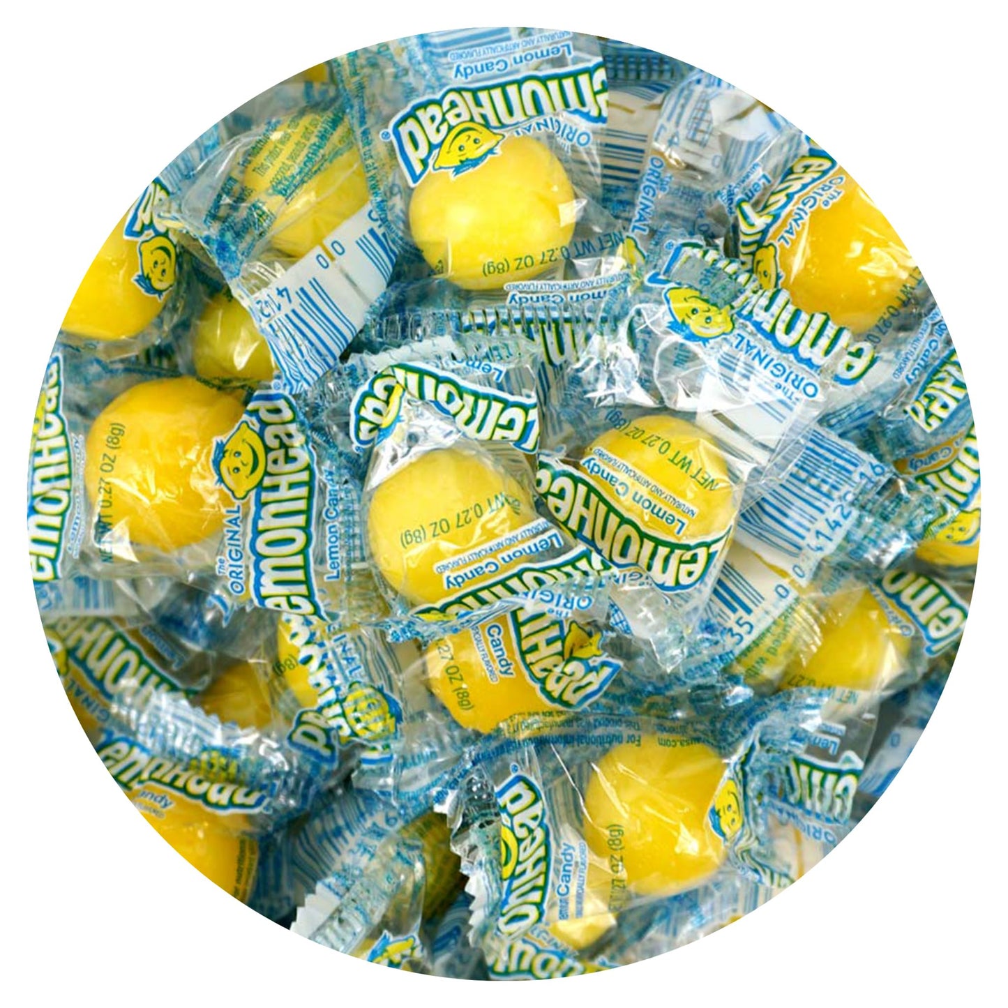 The Hampton Popcorn Company Lemonheads Candy, Sour Hard Candies, 1lb Bulk Bag, Individually Wrapped, Yellow Candy