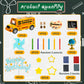 School Bus Cake Topper Back To School Star Pen Blackboard Book Blue Windmill Cake Toppers Happy Birthday Theme Cake Decor