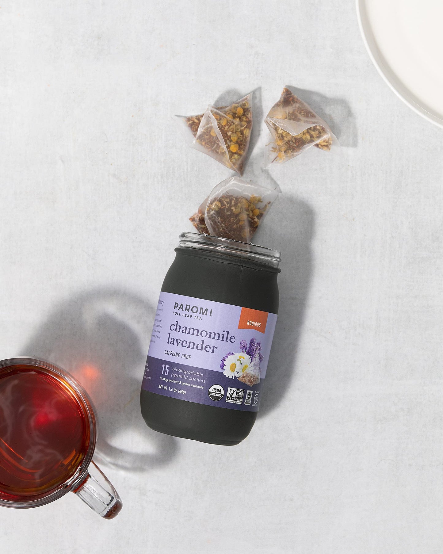 Paromi Chamomile Lavender Rooibos Tea, Organic, 15 Count, Signature Jar