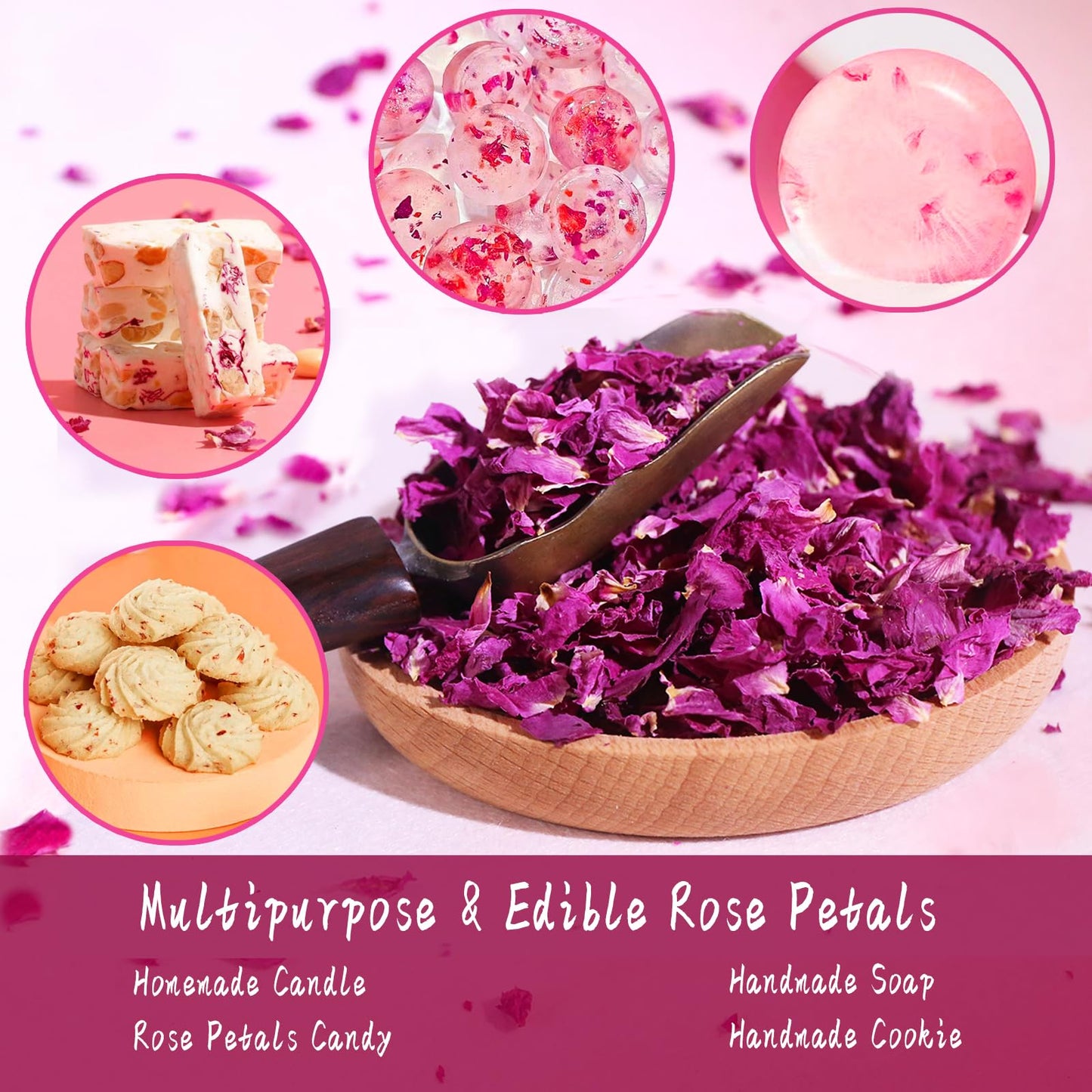 Jarteela Dried Rose Petals - Natural Edible Flower Petals, 2oz, Red, Non-GMO for Tea, Soap & Baking