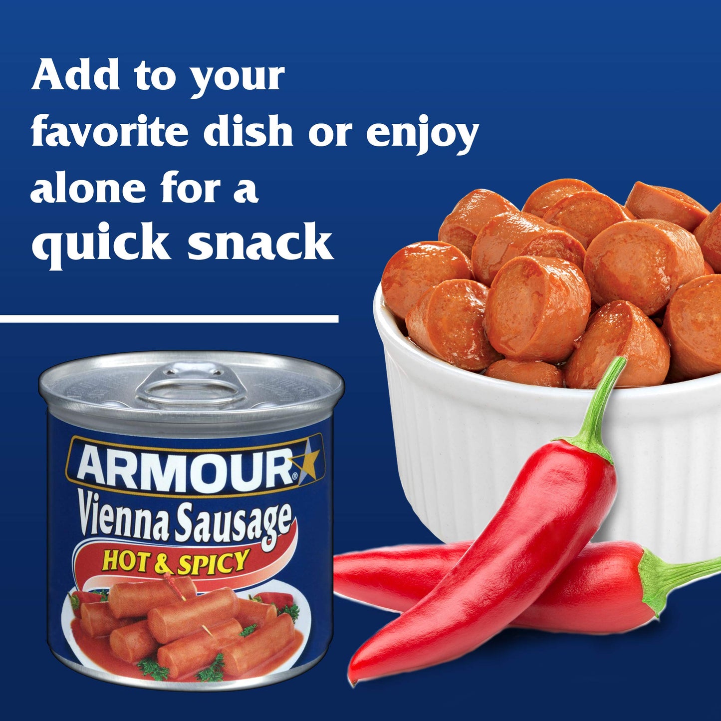 Armour Star Vienna Sausage, Hot & Spicy Flavored, Canned Sausage, 4.6 Ounce (Pack Of 24)