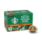 Starbucks K-Cup Coffee Pods, Decaf House Blend, Medium Roast, 10 Count, 100% Arabica, Model 76211192557