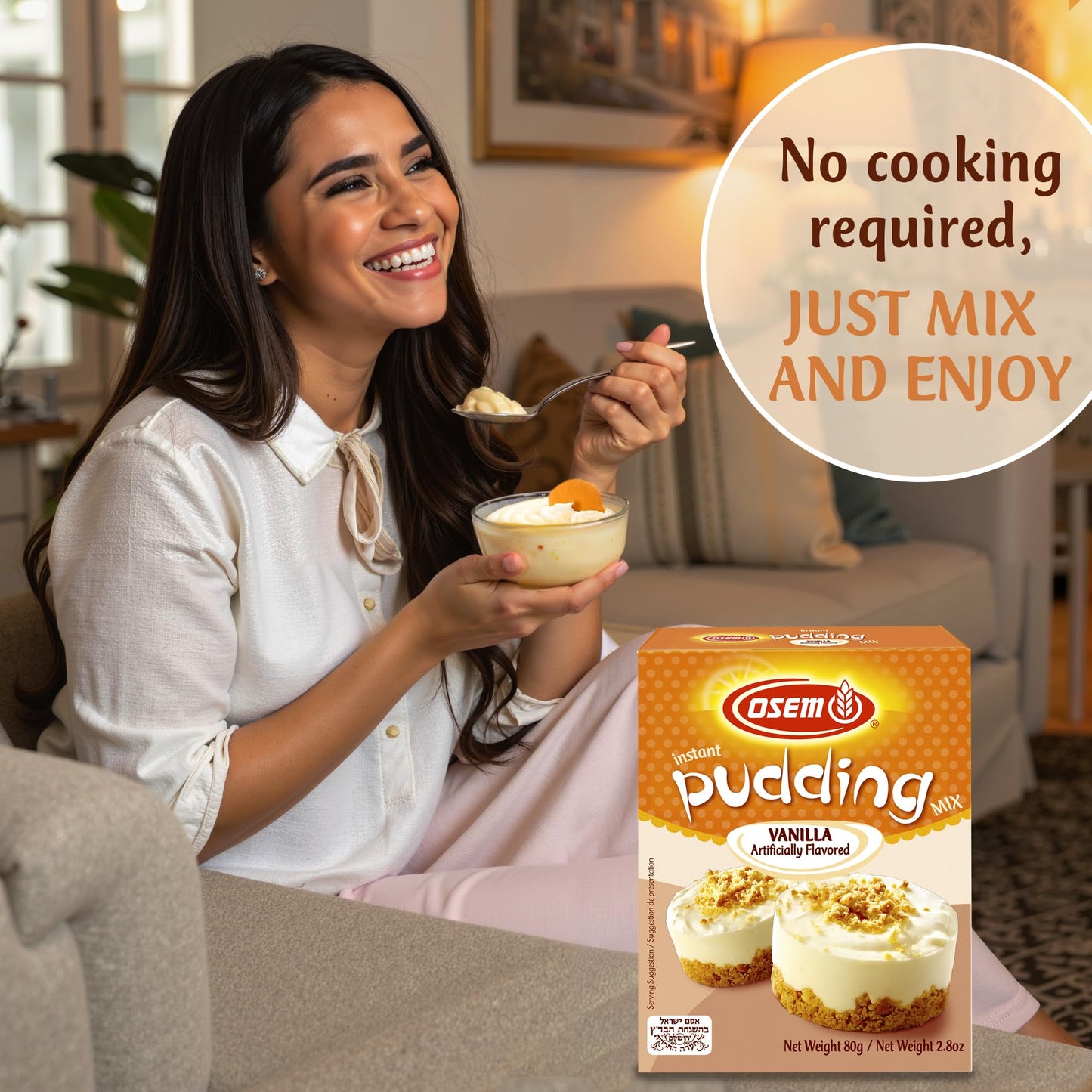 Osem Instant Pudding, Vanilla Flavor, 2.8 Oz (Pack of 6) – 80 Calories/Serving, Quick & Easy Dessert, 24 Servings Total