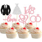 Gyufise 24Pcs Wedding Cupcake Toppers Glitter Groom And Bride Cupcake Picks Love I Do Ring Heart Cake Decorations For Bridal Sho
