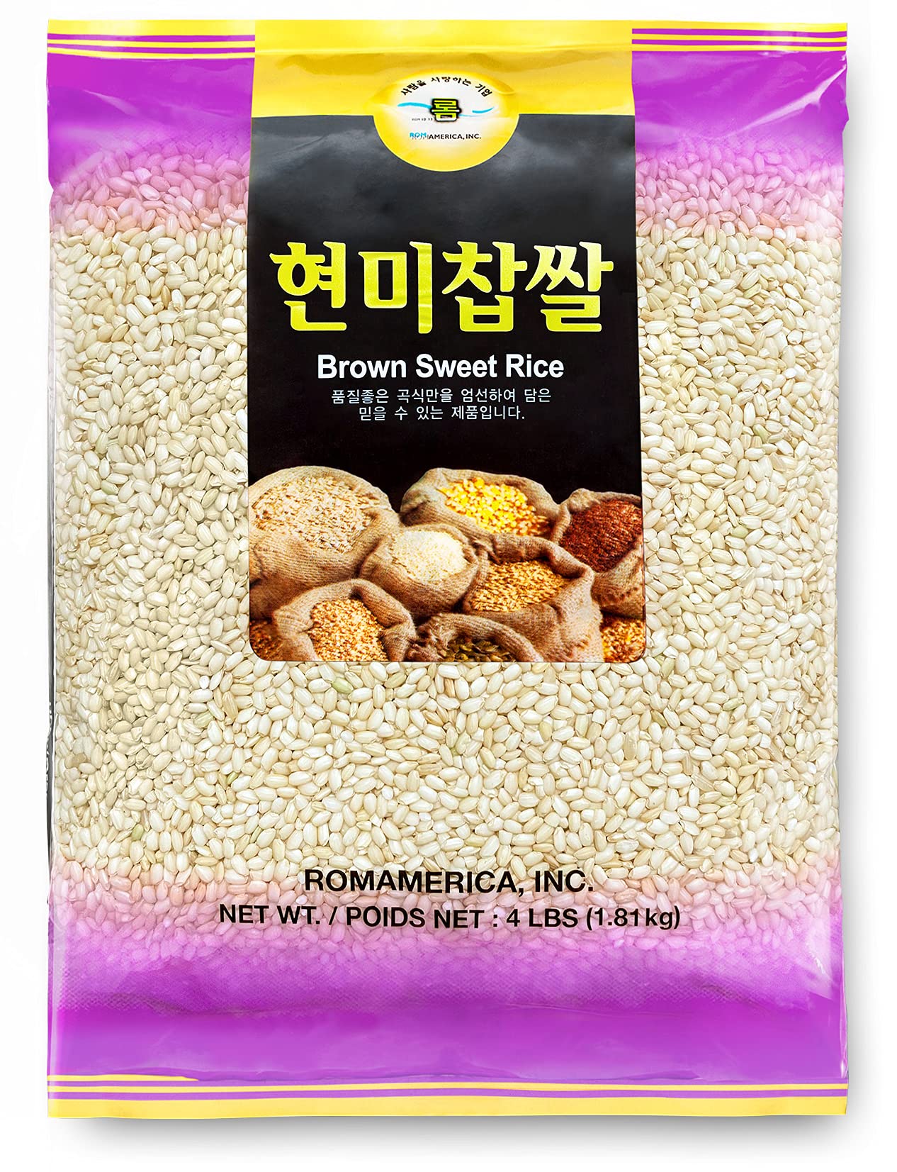 ROM AMERICA Sweet Sticky Glutinous Brown Rice for Asian Cooking - 4 Pound (Pack of 1)