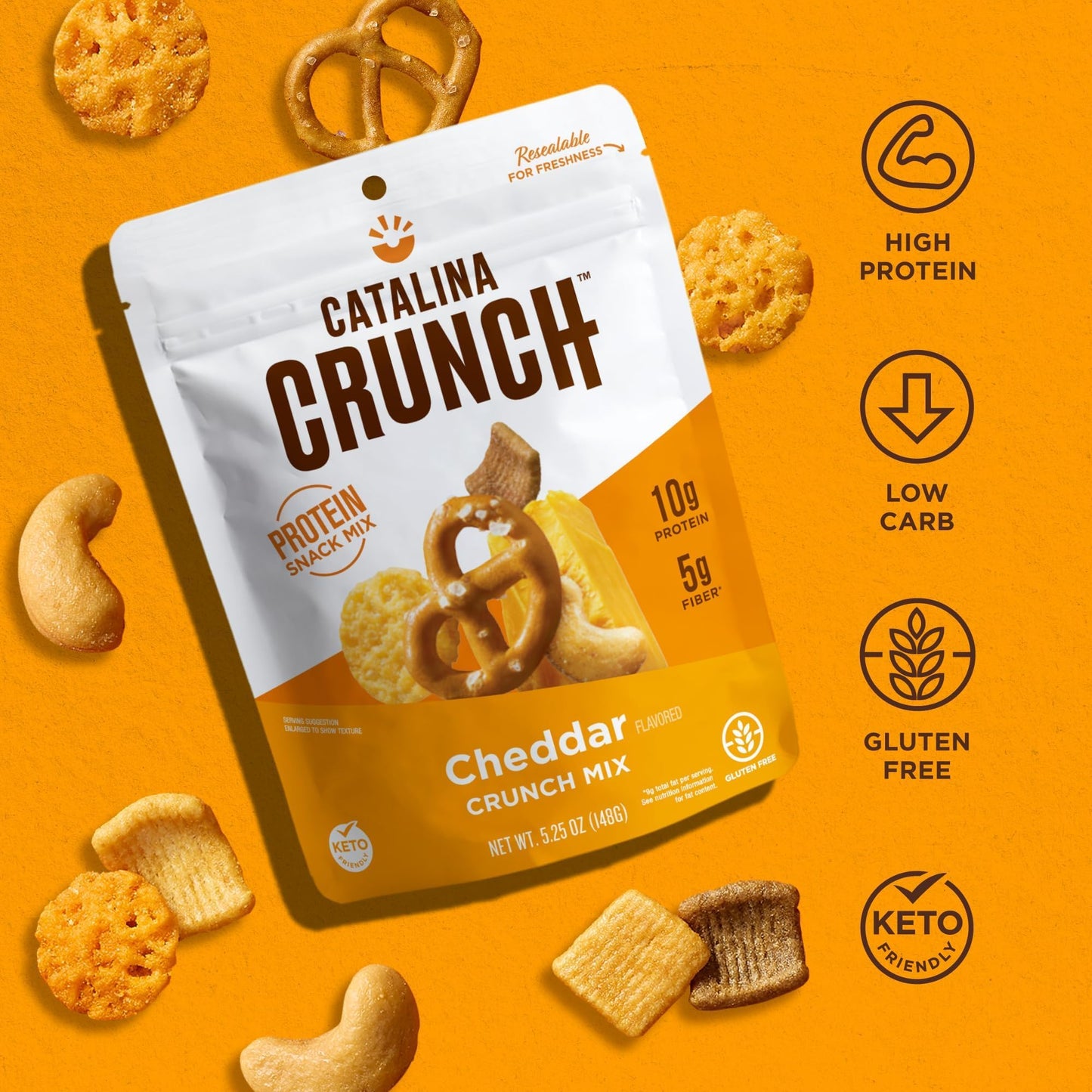 Catalina Crunch Mix Cheddar Protein Snack Mix | Low Carb, Keto Snacks, Pack Of 3