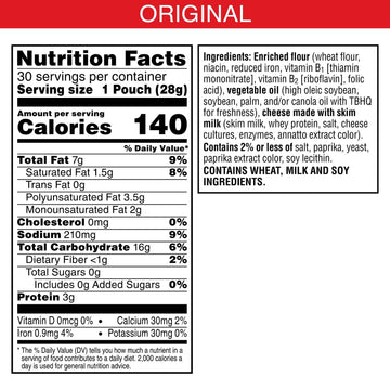 Cheez-It Cheese Crackers, Baked Snack Crackers, Halloween Snacks, Original, 30oz Box (30 Pouches)