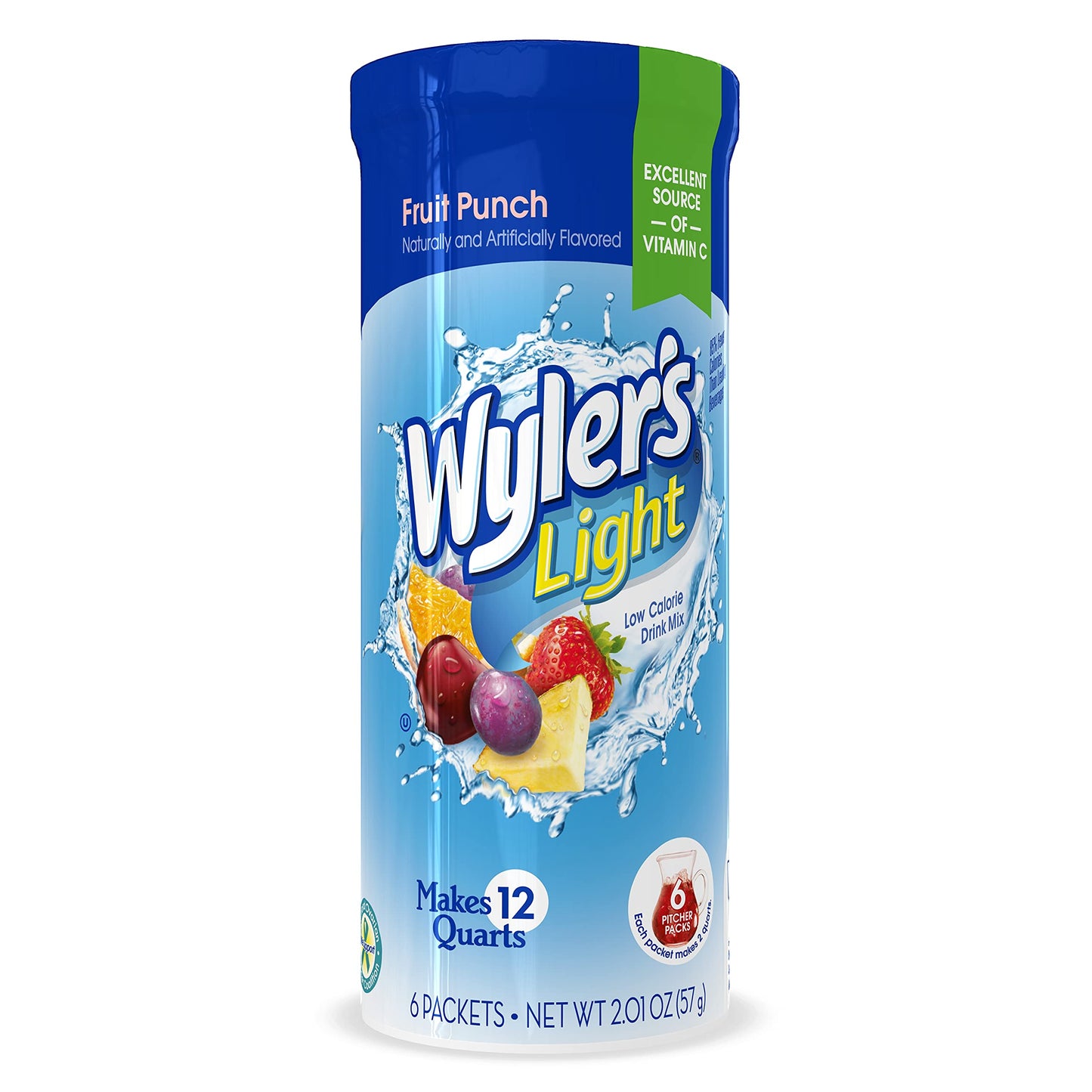 Wyler'S Light Pitcher Packs (6 Per Canister), Fruit Punch Drink Mix, Includes 6 Canisters (36 Total Pitcher Packs)
