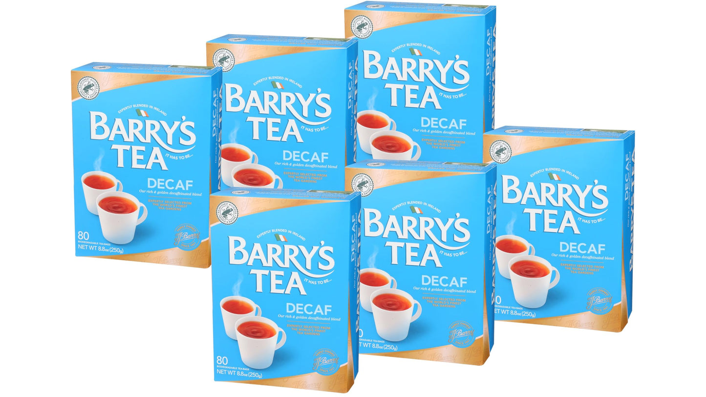 Barrys Tea Decaf Blend 80 Teabags (6 Pack)  fresh from Barrys Tea in Ireland
