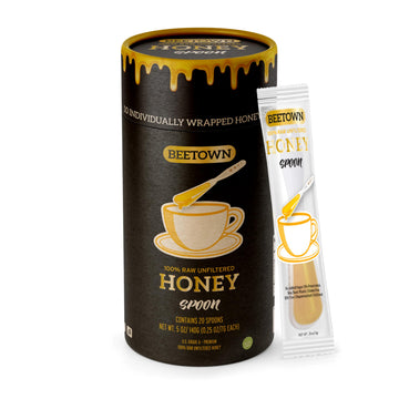 Elephant Park 100% Raw Unfiltered Honey Spoon Stirrer 20 Pack Premium Us Grade A Non-Gmo Individually Wrapped And Sealed On The