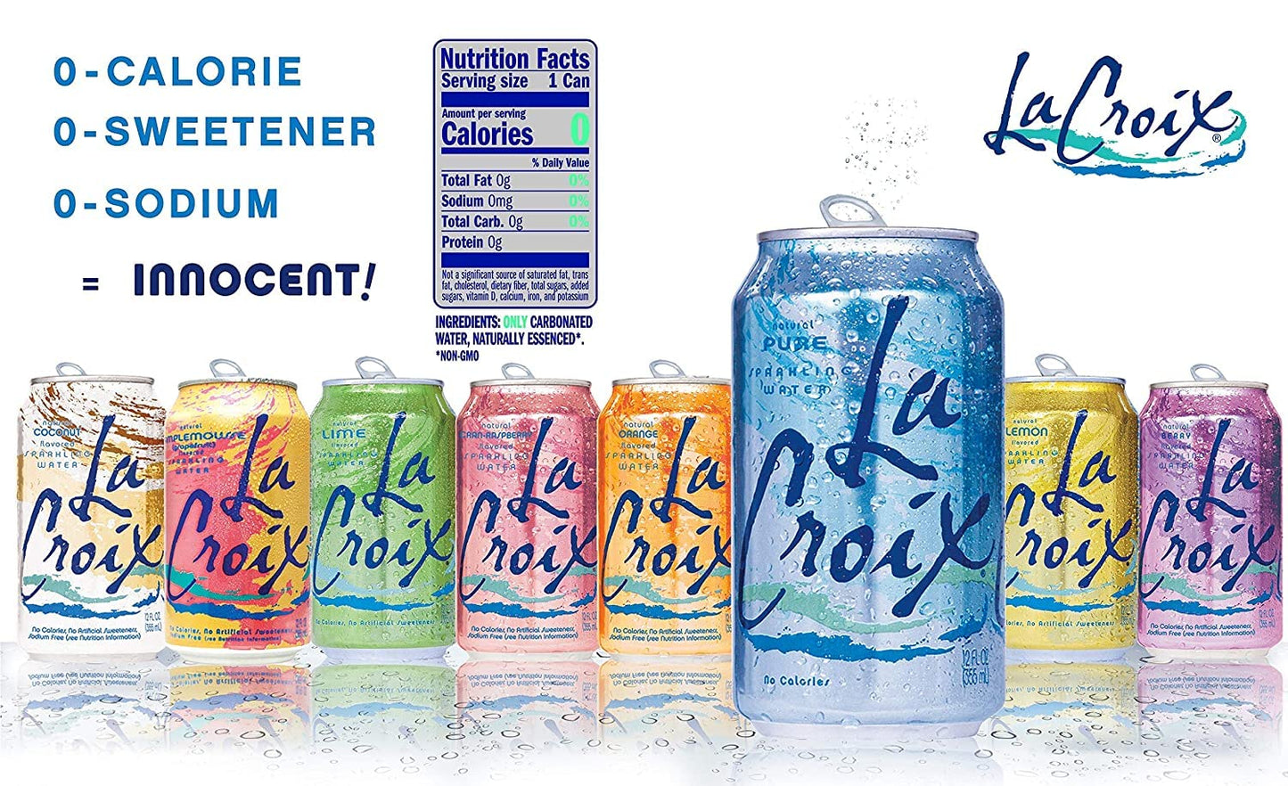 La Croix Sparkling Water Variety Pack, 12 Fl Oz Cans - In Sanisco Box (18 Pack) (La Croix)