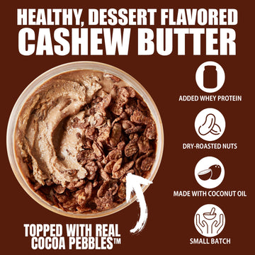 Fit Butters Cocoa Pebbles Cashew Butter - Added Protein And Coconut Oil, Low Carb, Low Sugar, Complete Protein Dessert Flavored