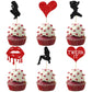 Gyufise 24 Pack Valentines Day Cupcake Toppers Glitter Bachelorette Party Twerk Heart Lipstick Cupcake Food Fruit Picks Bachelor