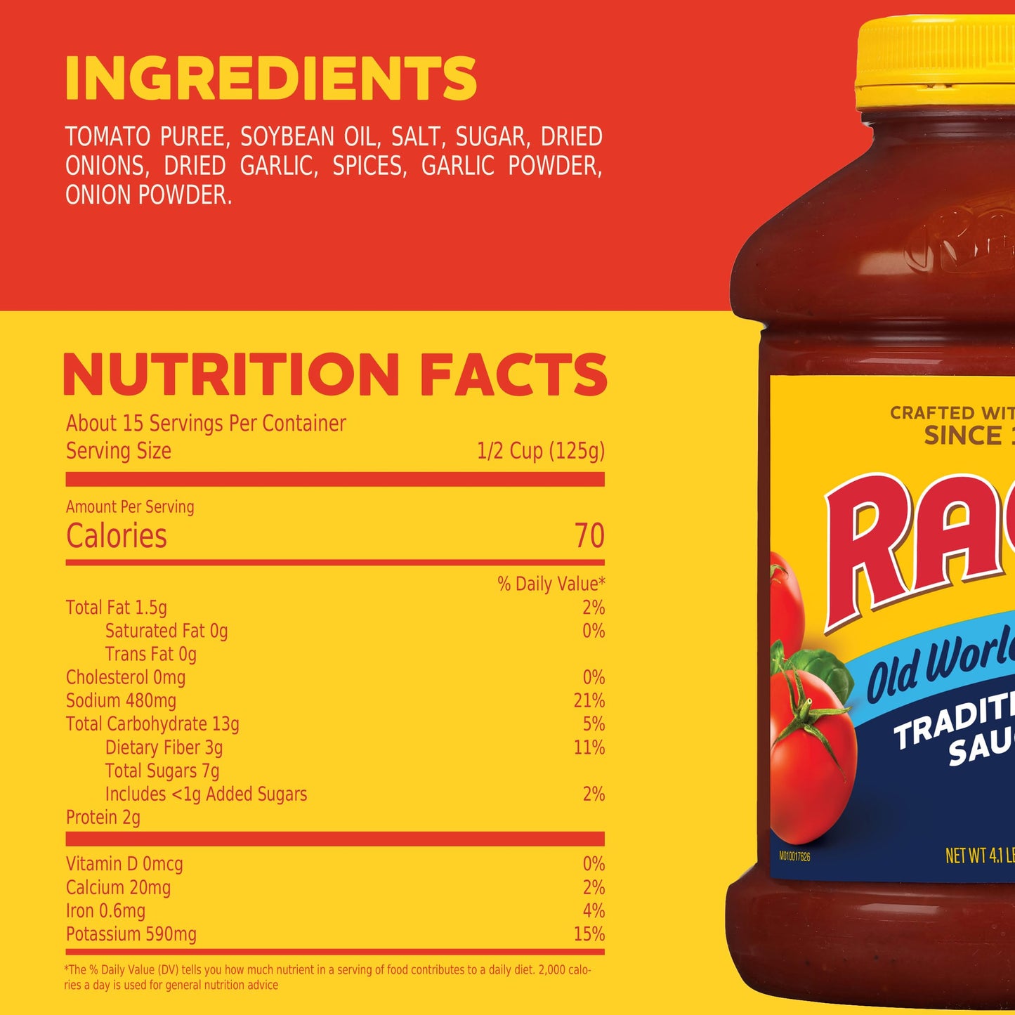 Ragu Old World Style Traditional Sauce, Made With Olive Oil, Perfect For Italian Style Meals At Home, 66 Oz