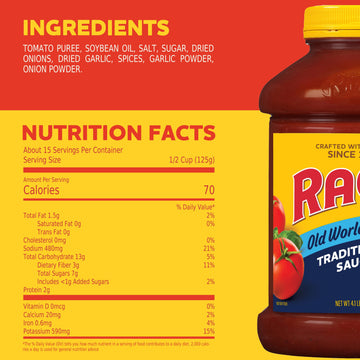 Ragu Old World Style Traditional Sauce, Made With Olive Oil, Perfect For Italian Style Meals At Home, 66 Oz