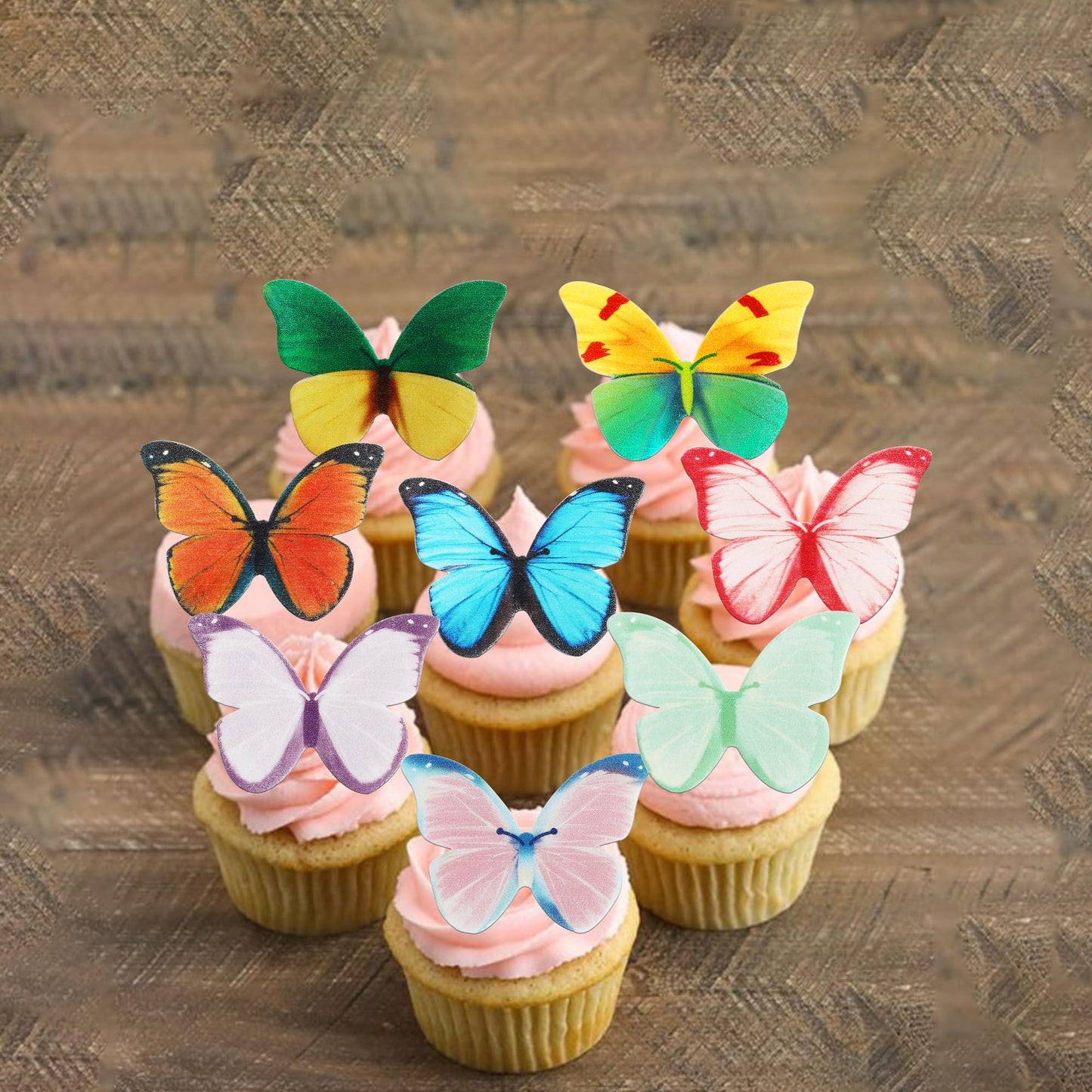 50 Pcs Edible Butterfly Cupcake Toppers Butterfly Cupcake Picks Wafer Paper Butterfly Cupcake Decorations For Butterfly Theme Ba