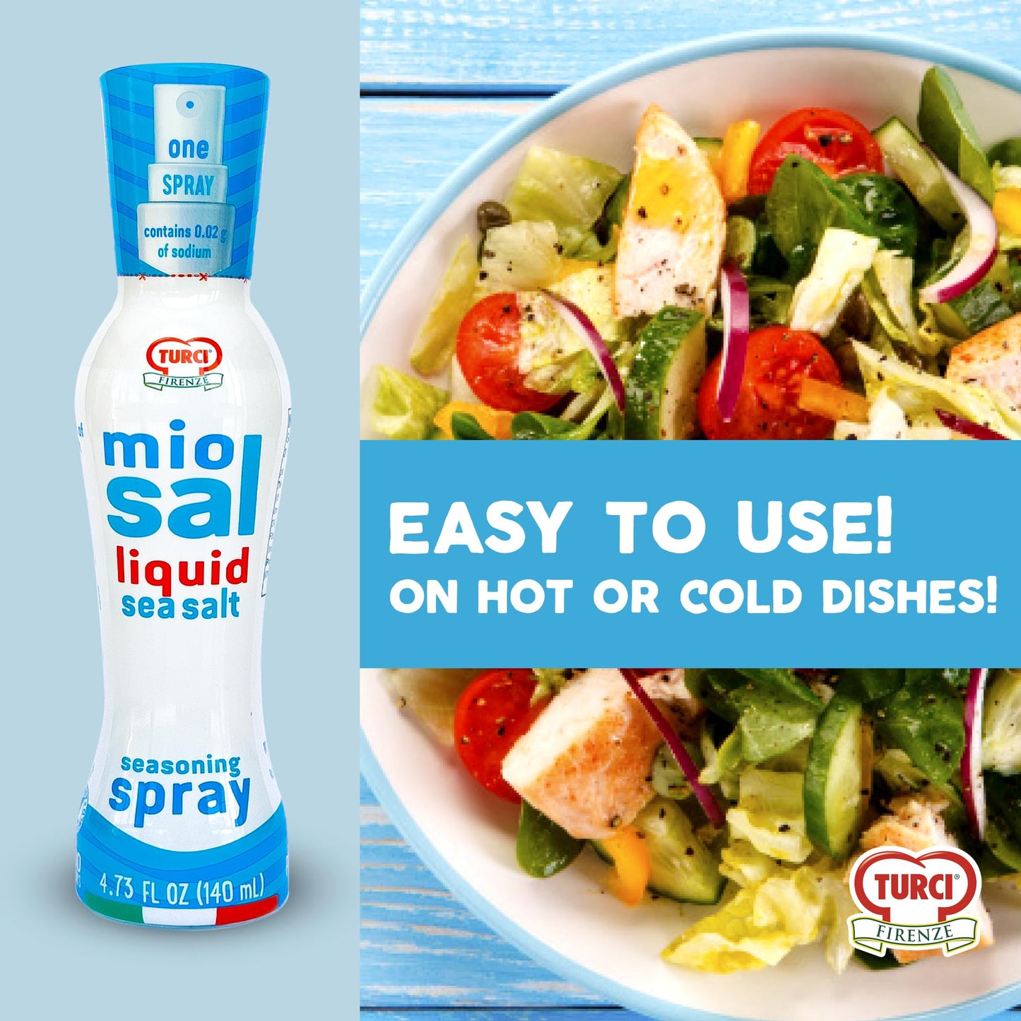 Turci Firenze Miosal Liquid Salt Spray, 4.73oz. (6 Pack), Salt Replacement, 75% Less Sodium, to Reduce Daily Sodium Intake, 100%