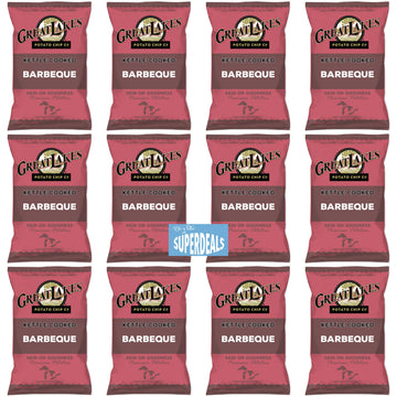 Kettle Cooked Barbeque Potato Chips By Great Lakes 12 Bags | 1.375 Oz Each | Mystery Bonus Gift Bundled By Superdeals