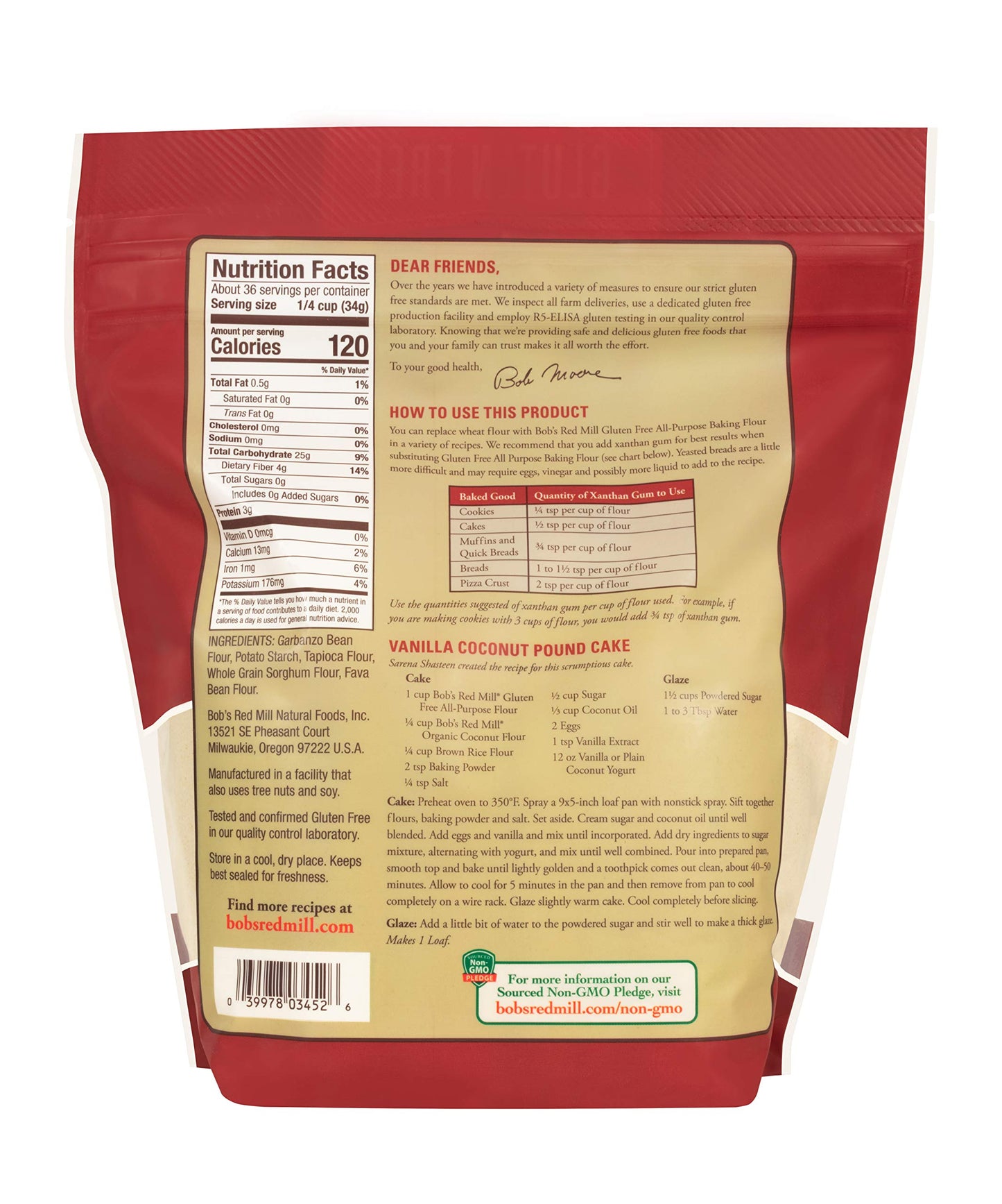 Bob s Red Mill Gluten Free All Purpose Baking Flour, 44oz (Pack of 4) - Vegan, Kosher