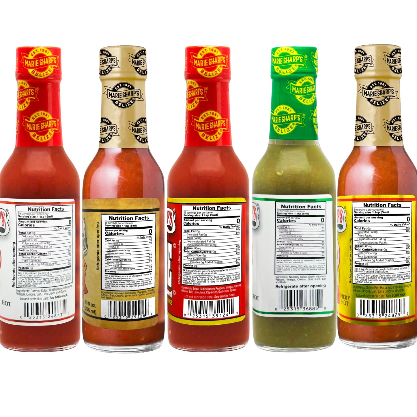 Marie Sharp s Hot Pepper Sauce Variety Set, 10 oz each