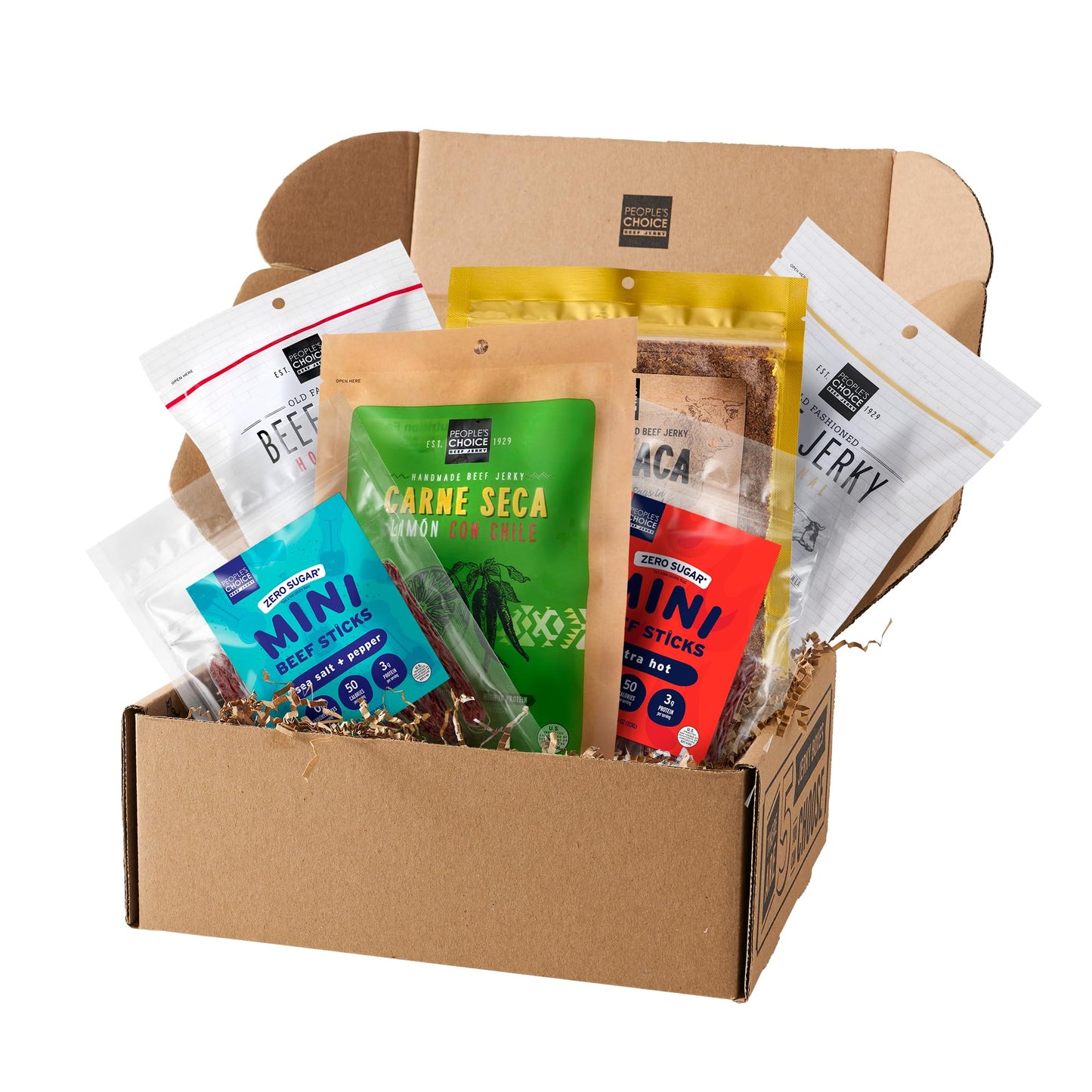 People's Choice Beef Jerky - Jerky Box - Health Nut - Keto Gift - Sugar-Free, Carb-Free, Gluten-Free, High Protein, Keto-Friendl