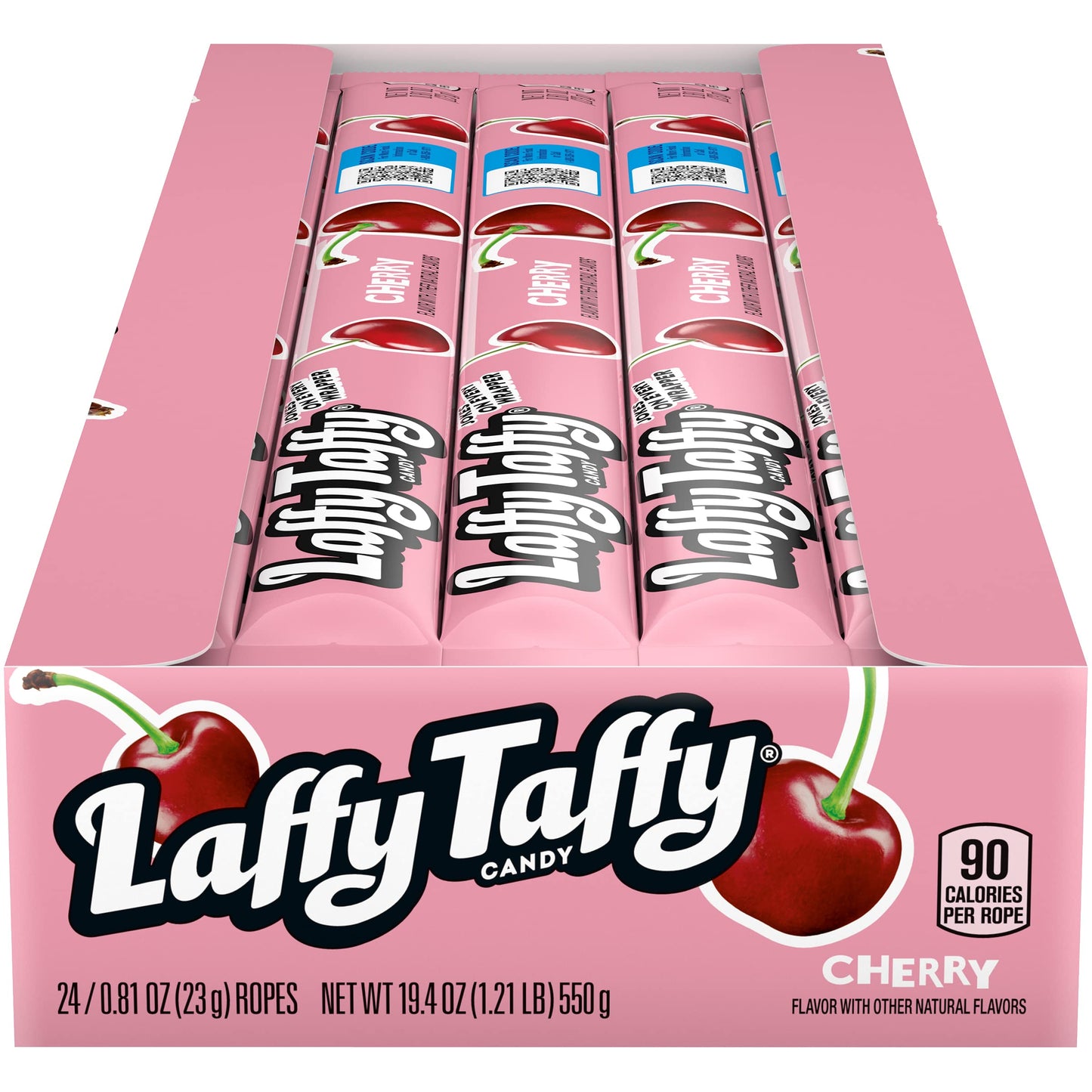 Cherry Laffy Taffy Rope Candy, 24 Pack, Taffy Candy, Individually Wrapped Candy, 0.81 Ounce Ropes