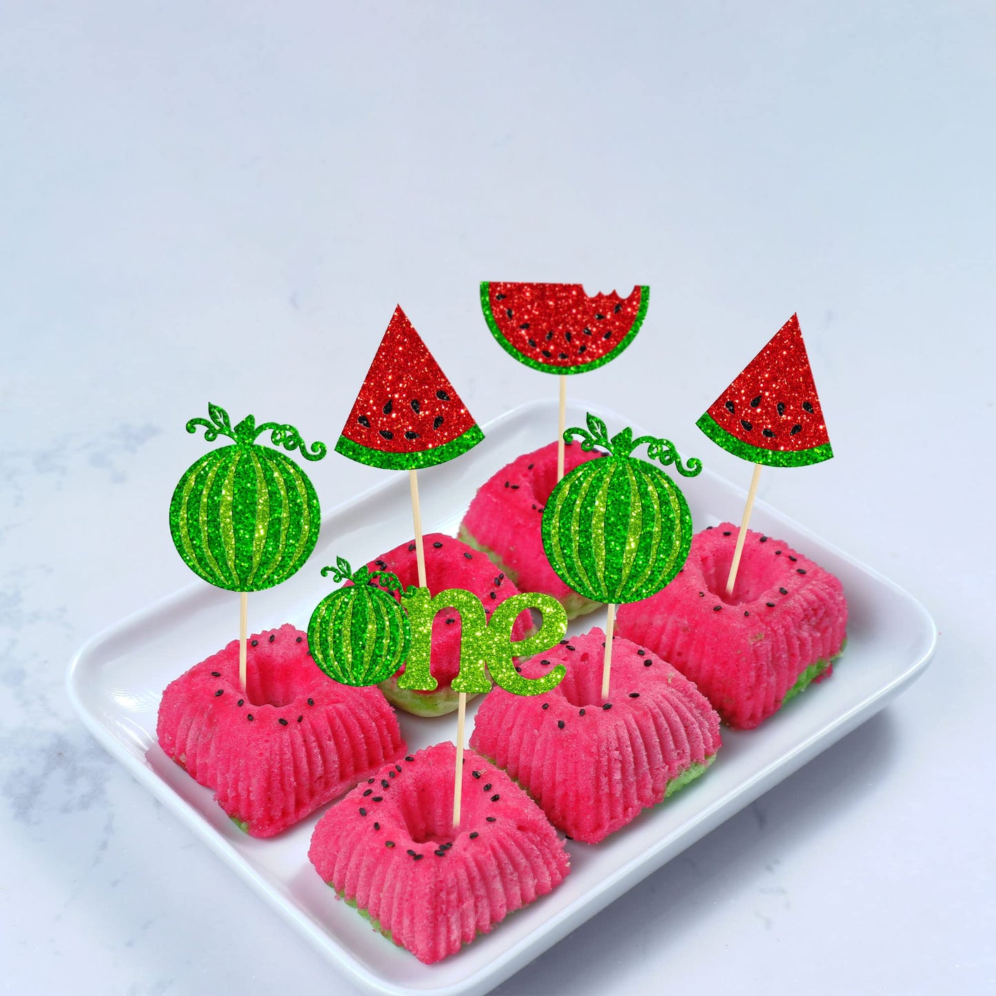 24Pcs Watermelon Cupcake Toppers One In A Melon Cupcake Picks Watermelon First Year Birthday Baby Girl First Birthday Party Cake