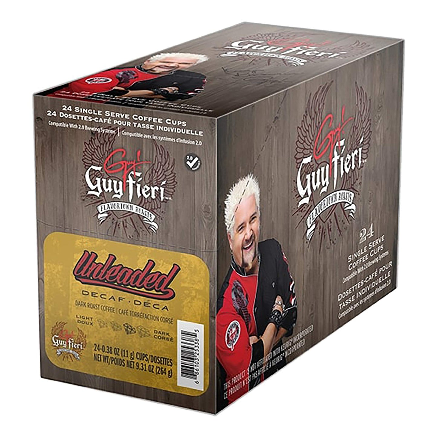 Guy Fieri Decaf Coffee Pods, Unleaded Medium Roast, 24 Count, Compatible with Keurig K Cup malt-inspired