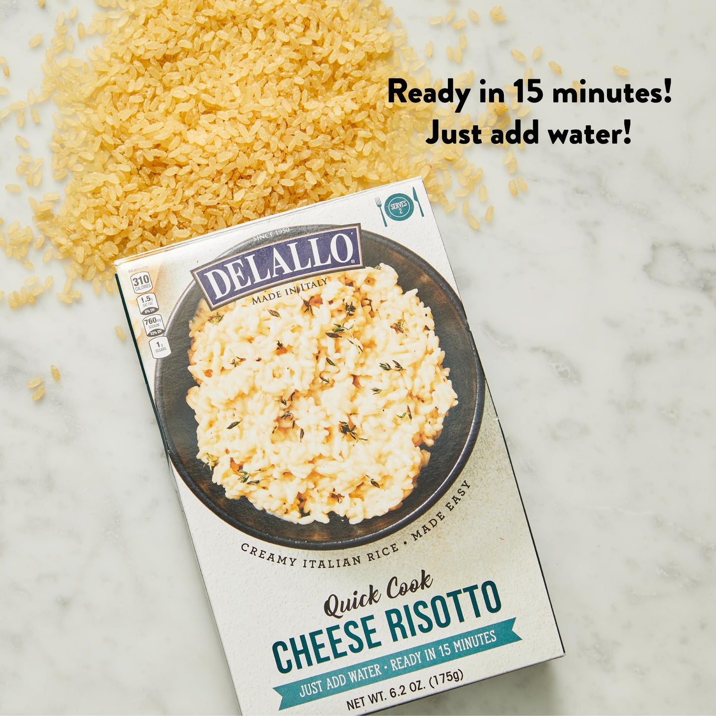 Delallo Quick Cook Cheese Risotto Rice Mix, Made In Italy, Ready In 15 Minutes, Non-Gmo, Authentic Italian Recipe, Creamy Textur