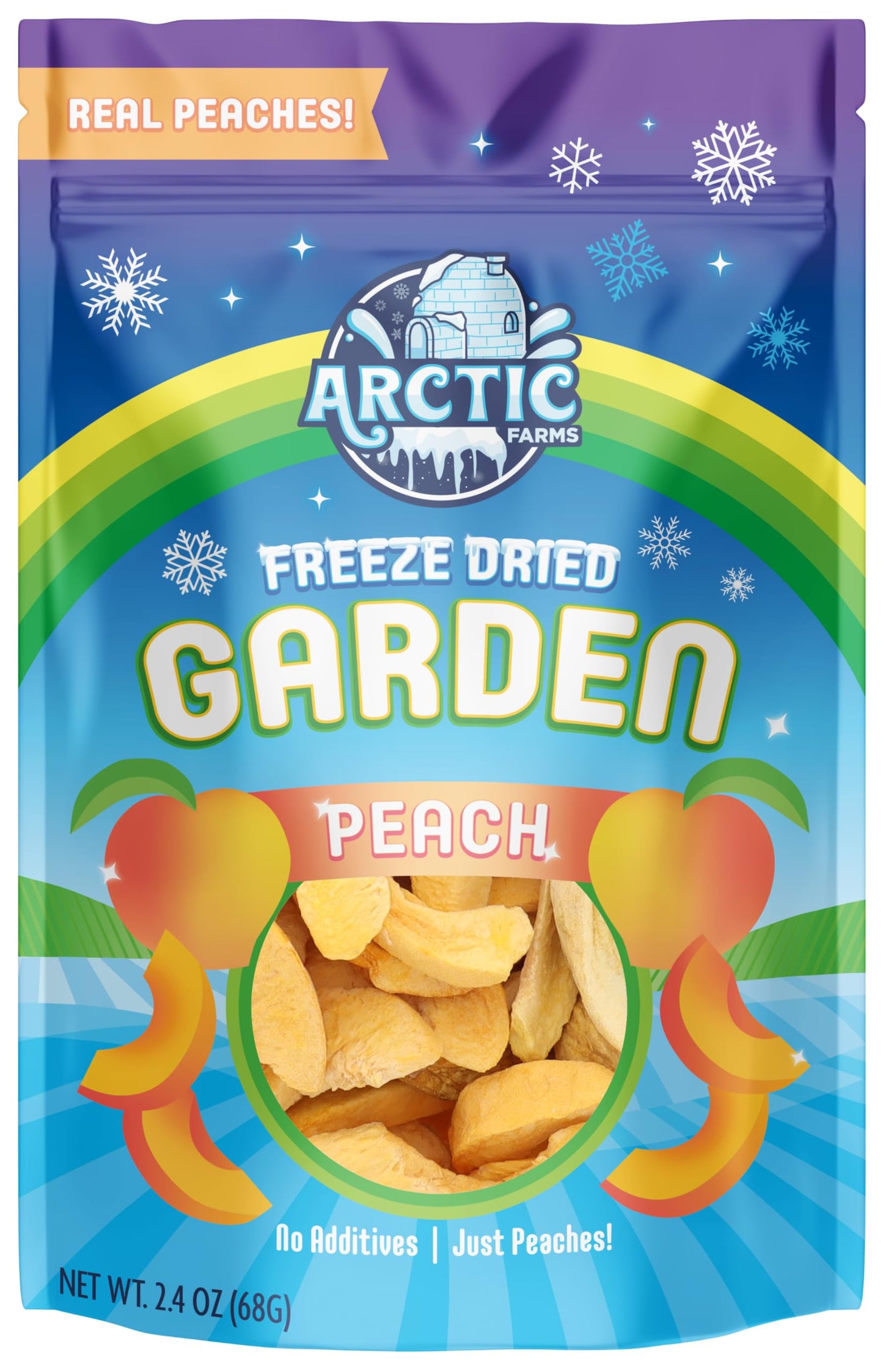 Arctic Farms Garden Pure Freeze Dried Peach Fruits, No Sugar Added, Crunchy Snacks (Peach)