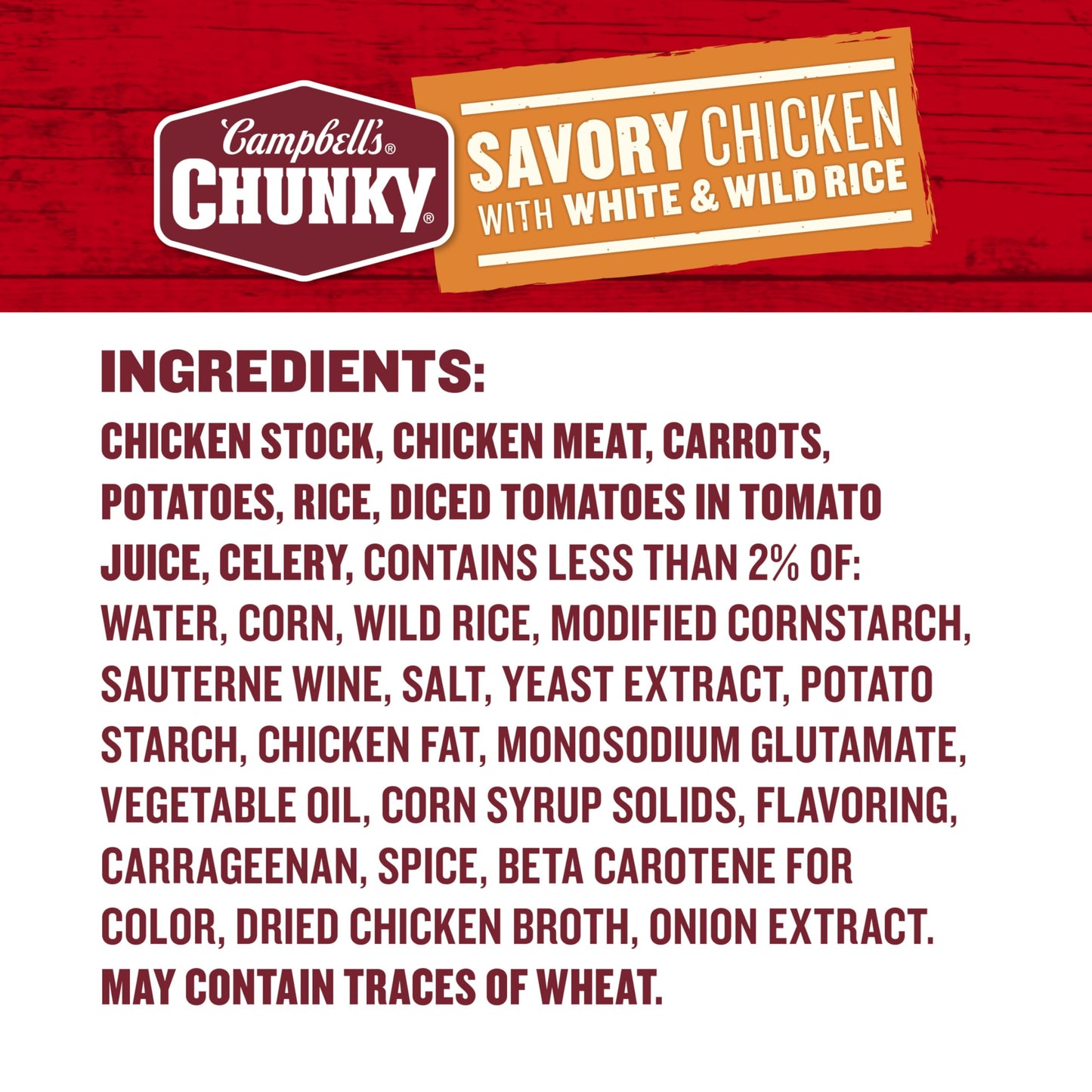 Campbell'S Chunky Soup, Savory Chicken With White And Wild Rice Soup, 18.8 Oz Can