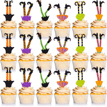Halloween Cupcake Toppers Halloween Props Witch'S Boot Cupcake Decorations For Party Favors Cake Party Supplies Decorations, 6 S
