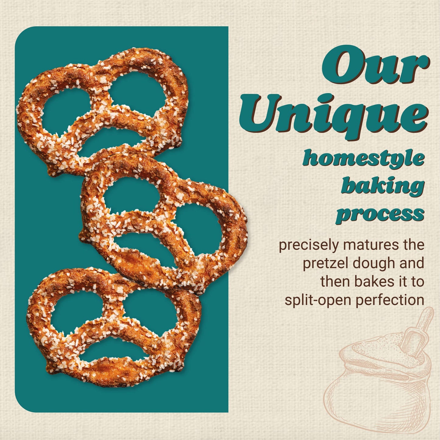 Unique Snacks Multi-Grain Splits Pretzel, Delicious Homestyle Baked Snack Bag, Vegan, OU Kosher, and Non-GMO Food, No Artificial