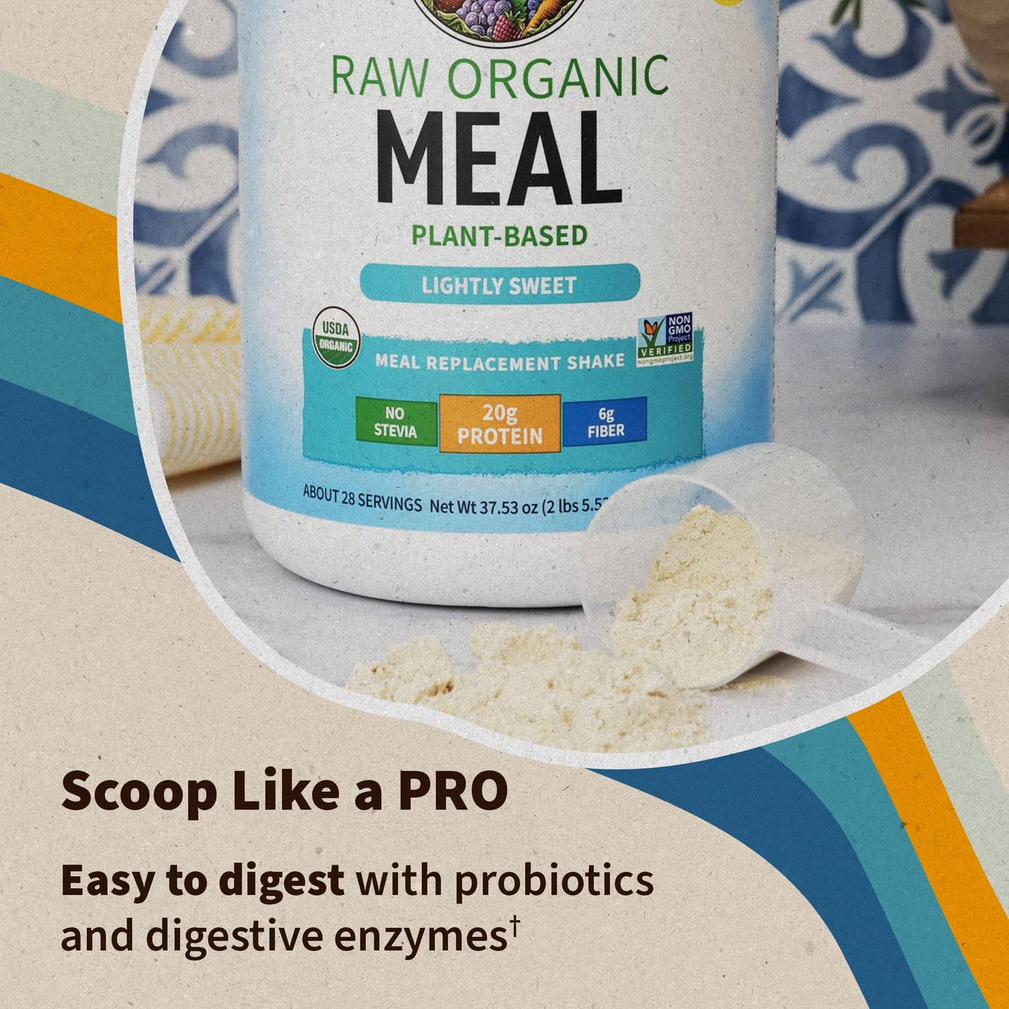 Garden of Life Meal Replacement Shakes, Vegan Protein Powder, Raw Organic Meal, Lightly Sweet Powder with Plant Based Pea Protei