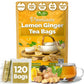 Premium Lemon, Ginger Herbal Blend Tea Bag | Improve Digestion, Support Brain, Weight, Skin and Sleep, Eco-Conscious Tea Bags