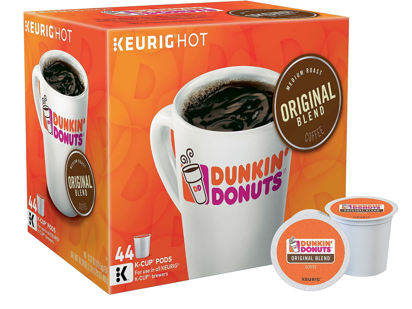 Dunkin Donuts Original Blend Coffee K-Cup Pods Medium Roast, 44 Count, Coffee