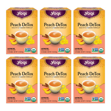 Yogi Tea Peach DeTox - Caffeine Free Herbal Tea Bags, 96 Count (6 Pack) - Ayurvedic Cleansing Formula