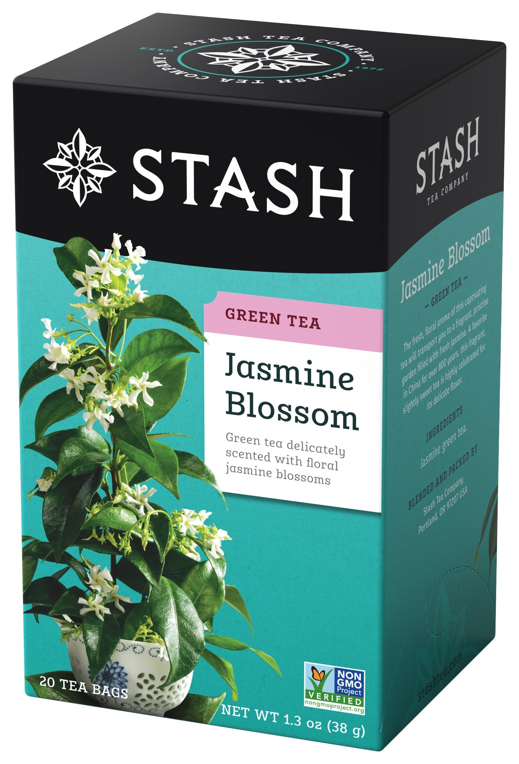 Stash Jasmine Blossom Green Tea - Caffeinated, Non-GMO, 120 Bags Total (20 Count Pack of 6)