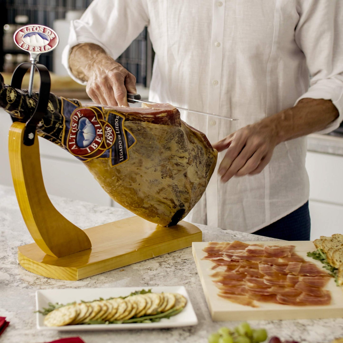 Monte Nevado Serrano Ham Set - 4 Piece with Stand & cutting too - Min Weight 14lb - 18 Months Cured
