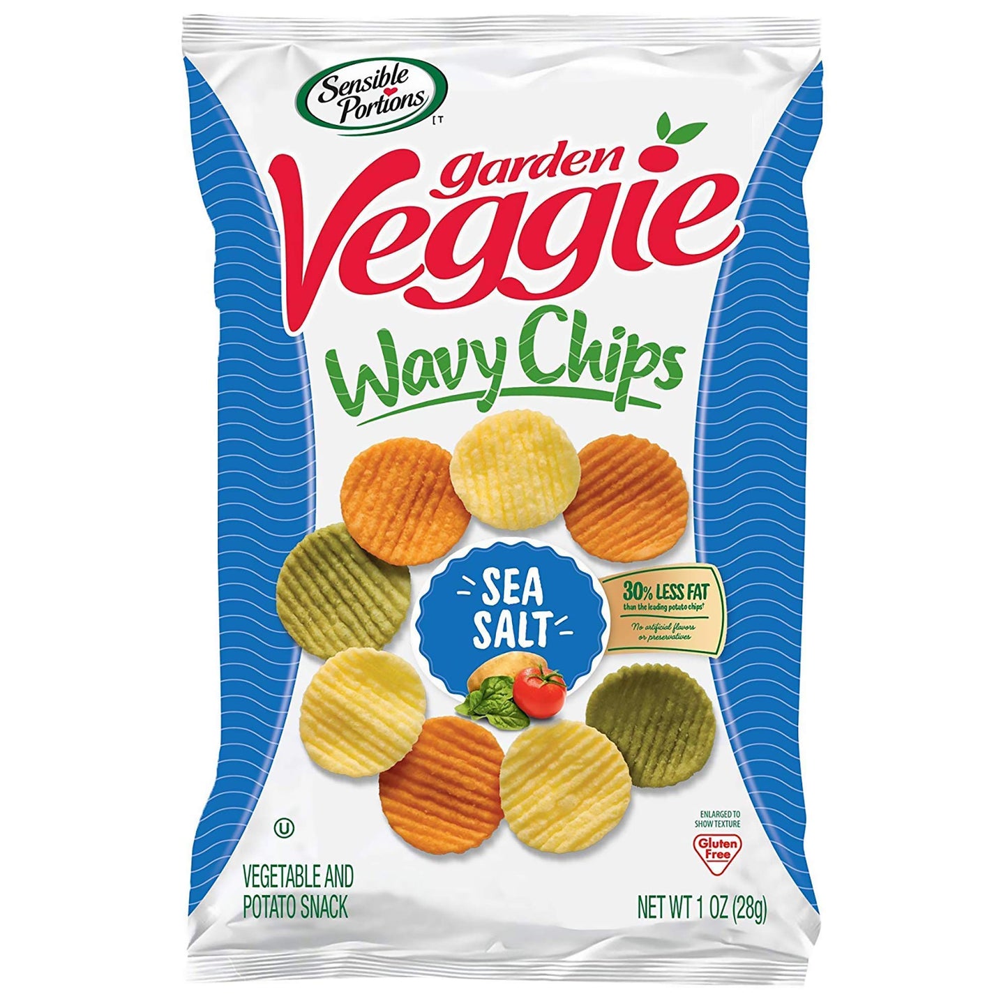 Sensible Portions Garden Veggie Chips, Sea Salt, Snack Size, 1 Oz (Pack Of 24)